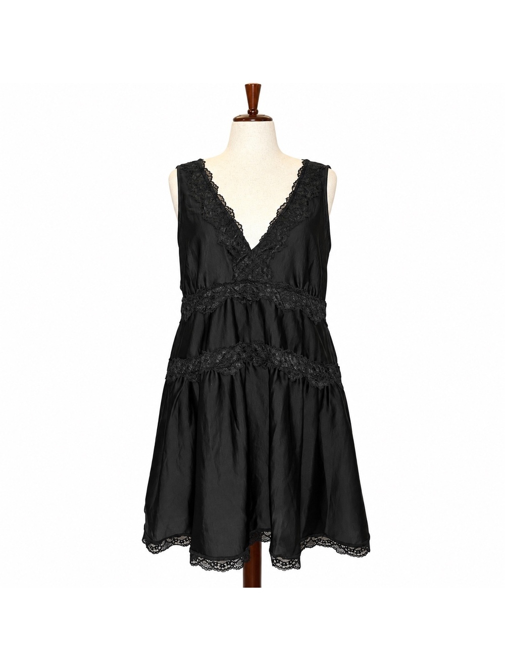 Torrid Festi Black Lace Trim Tiered Dress 2X